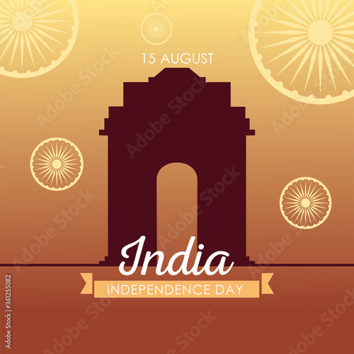 gate of india independence day vector design