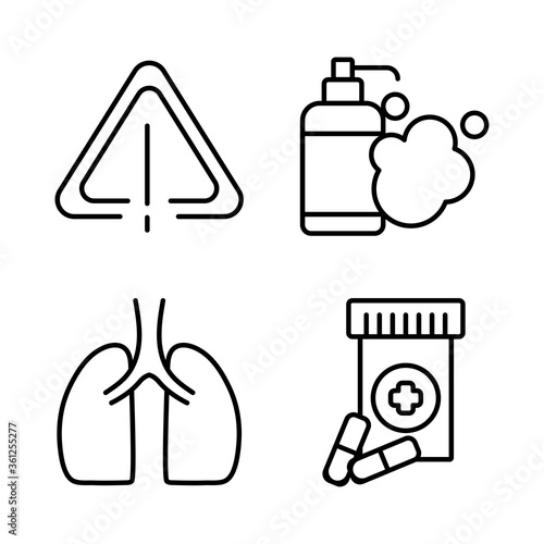 set of icons coronavirus protection, protective measures, coronavirus symptoms