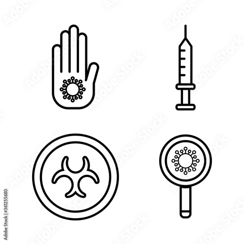 set of icons coronavirus protection, protective measures, coronavirus symptoms