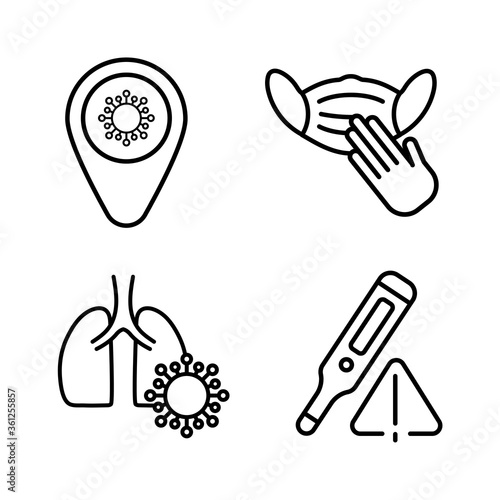 set of icons coronavirus protection, protective measures, coronavirus symptoms