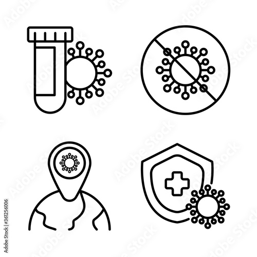 set of icons coronavirus protection, protective measures, coronavirus symptoms