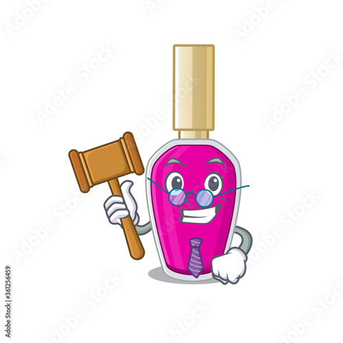 A judicious judge of pink nail polish caricature concept wearing glasses