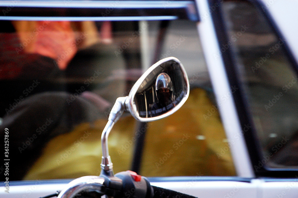 Obraz premium bike mirror reflection