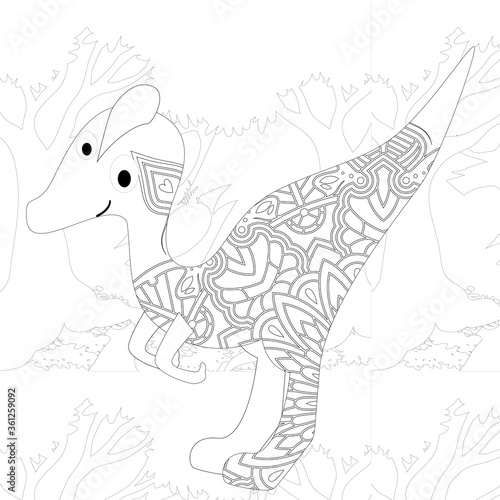 Fototapeta Naklejka Na Ścianę i Meble -  Spinosaurus Dinosaur. Dino Coloring Pages. Animal coloring book pages for Adults.