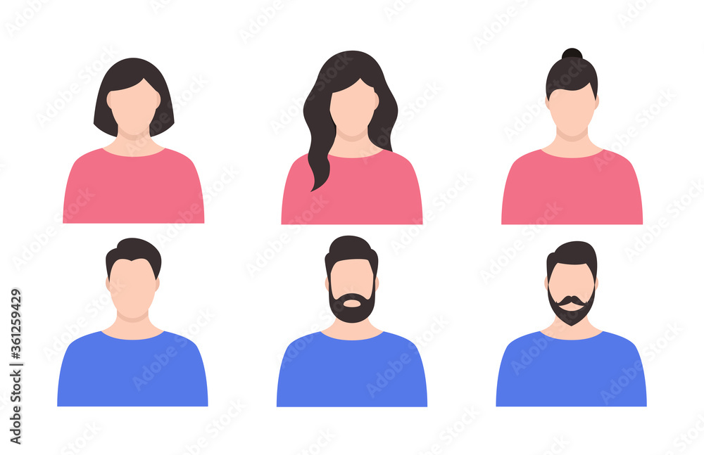 Fototapeta premium Avatar profile icon set including male and female. Vector illustration.
