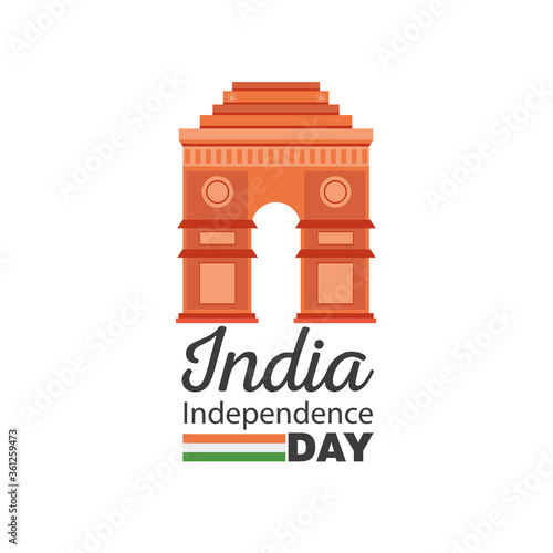 gate of happy india independence day detailed style icon vector design