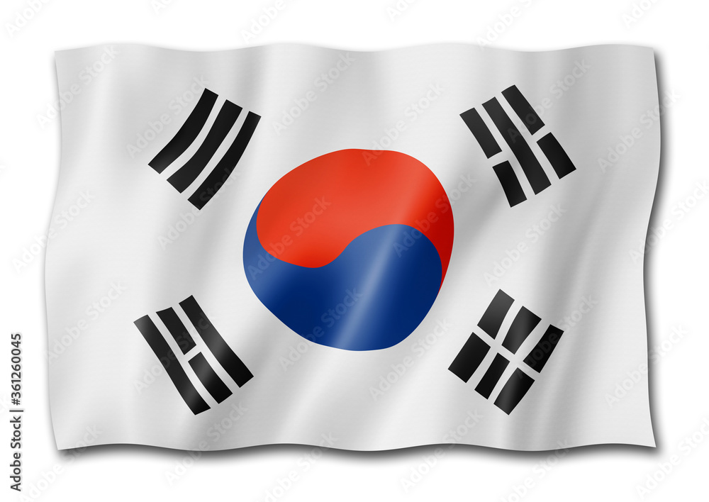 South Korean flag isolated on white South Korean flag isolated on white