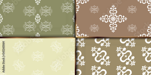 Set seamless color damsk pattern. Allover vector design for fabric, apparel textile, interior, wallpaper, phone case.