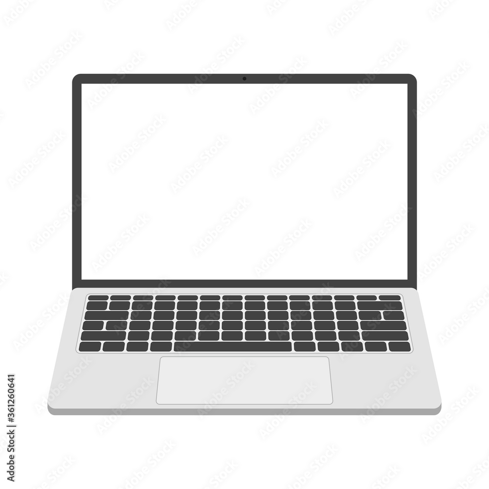 Laptop with blank screen silver color isolated on white background. Vector Illustration. Laptop with blank screen silver color isolated on white background. Vector Illustration.