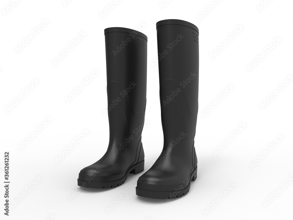 Plastic Boot 3D Rendering BLACK Plastic Boot 3D Rendering BLACK