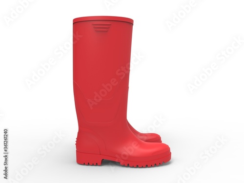 Plastic Boot 3D Rendering RED