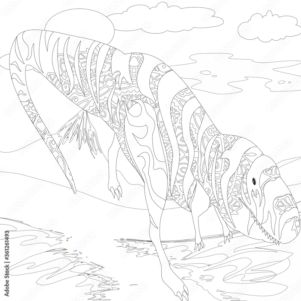 Spinosaurus Dinosaur. Dino Coloring Pages. Animal coloring book pages