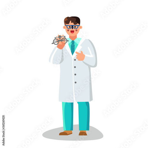 Optometrist Doctor Showing Trial Frame Vector Illustration