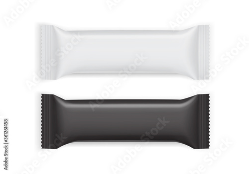white and black paper packaging isolated on white background  mock up