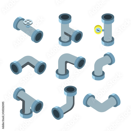 Pipe Tubes And Pipeline Collection Set Vector