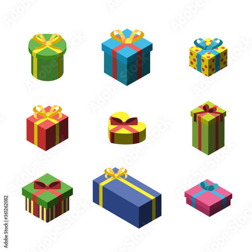Gift Box Different Size Collection Set Vector