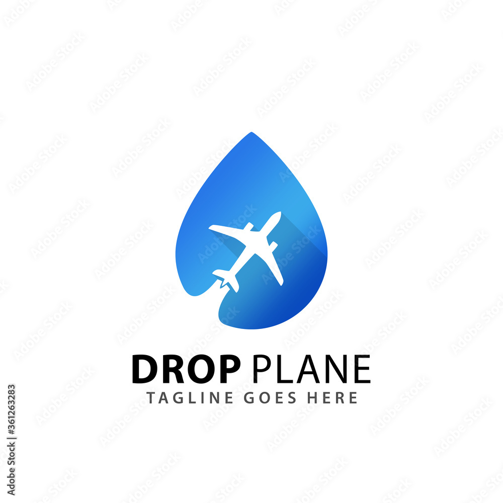 Abstract Drop Plane Travel Logos Design Vector Illustration Template