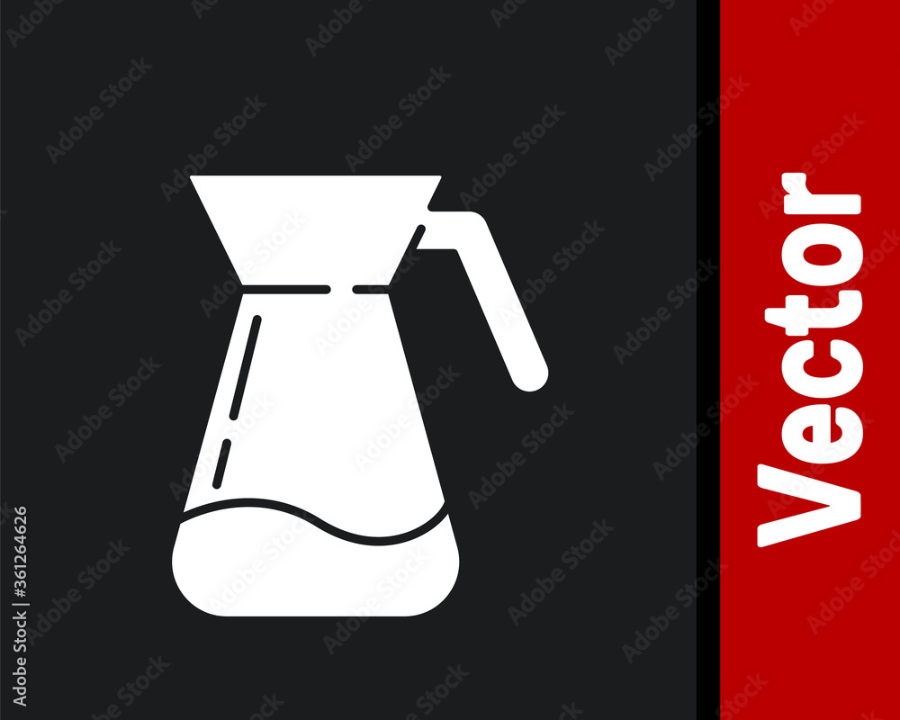 White Jug glass with water icon isolated on black background. Kettle for water. Glass decanter with drinking water. Vector Illustration. White Jug glass with water icon isolated on black background. Kettle for water. Glass decanter with drinking water. Vector Illustration.