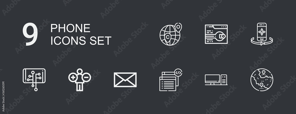 Editable 9 phone icons for web and mobile Editable 9 phone icons for web and mobile