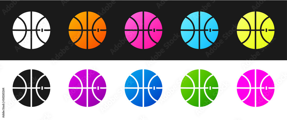 Set Basketball ball icon isolated on black and white background. Sport symbol. Vector Illustration. Set Basketball ball icon isolated on black and white background. Sport symbol. Vector Illustration.