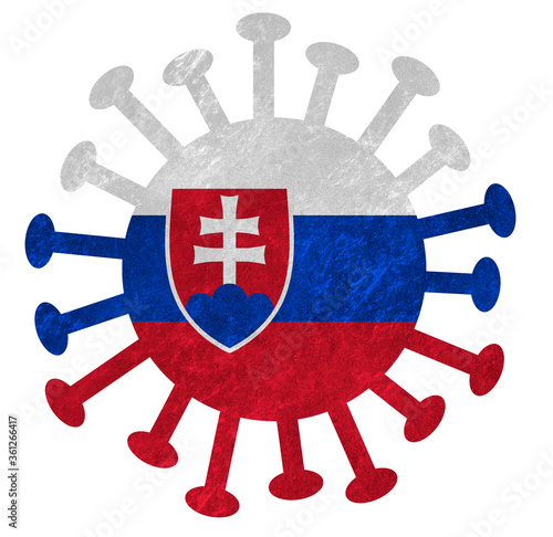 Wallpaper Mural The national of Slovakia flag with corona virus or bacteria
