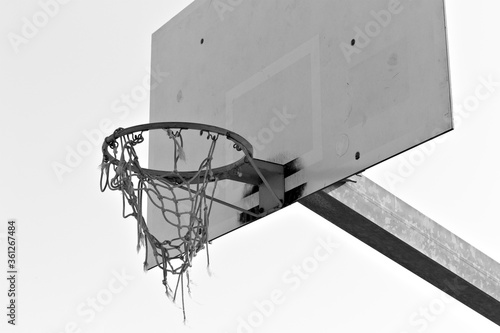 Photography Basketball hoop with the net hooked to the basketball ring (Pesaro, Italy, Europ