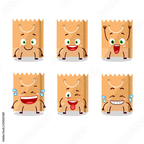 Cartoon character of grocery bag with smile expression