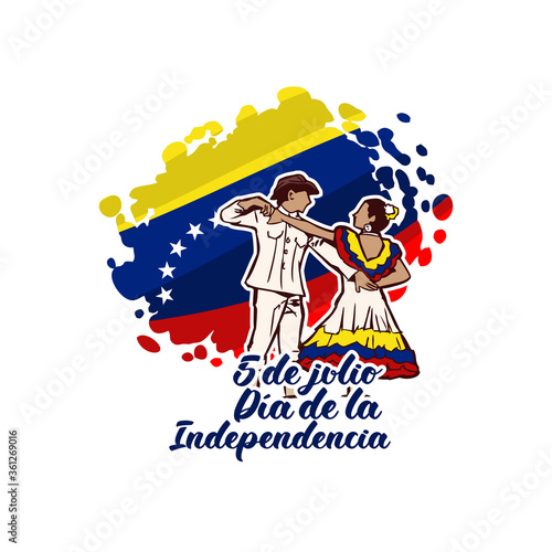 Translate: July 5, Independence day. Independence day (dia de la independencia) of Venezuela vector illustration. Suitable for greeting card, poster and banner. photo