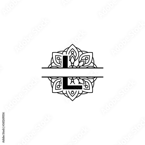 Initial l split monogram mandala vector design template illustration