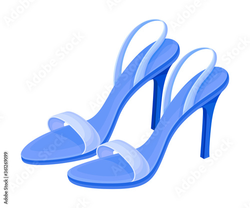 Heeled Open Toe Shoes or Peep-toes with Latchets Vector Illustration