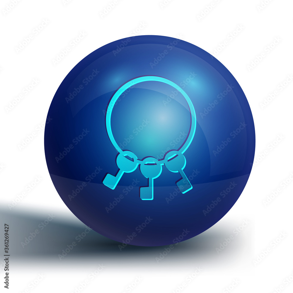 Blue Bunch of keys icon isolated on white background. Blue circle button. Vector Illustration. Blue Bunch of keys icon isolated on white background. Blue circle button. Vector Illustration.