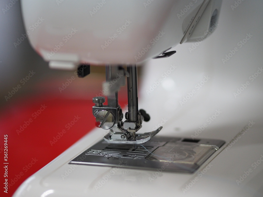Closeup sewing machine accessories equipment