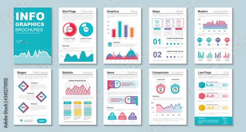 Infographic brochures data visualization vector design template. Can be used for info graphic, resume and cv, web, print, magazine, poster, flyer, brochure, annual report, marketing, advertising.