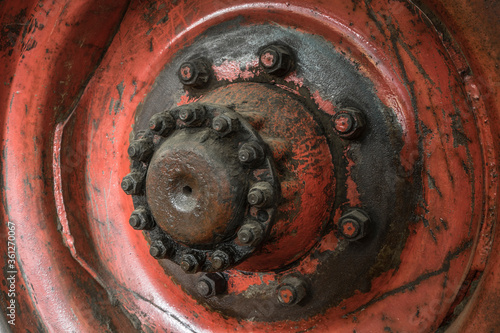 wheel of an historic tractor