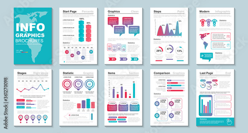 Infographic brochures data visualization vector design template. Can be used for info graphic, resume and cv, web, print, magazine, poster, flyer, brochure, annual report, marketing, advertising.