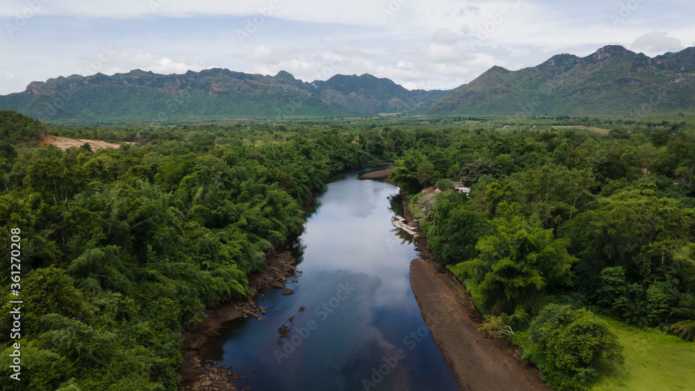 The picture of the atmosphere, abundance of forests, rivers and mountains The picture of the atmosphere, abundance of forests, rivers and mountains