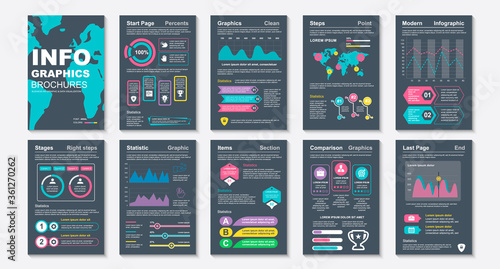 Infographic brochures data visualization vector design template. Can be used for info graphic, resume and cv, web, print, magazine, poster, flyer, brochure, annual report, marketing, advertising.