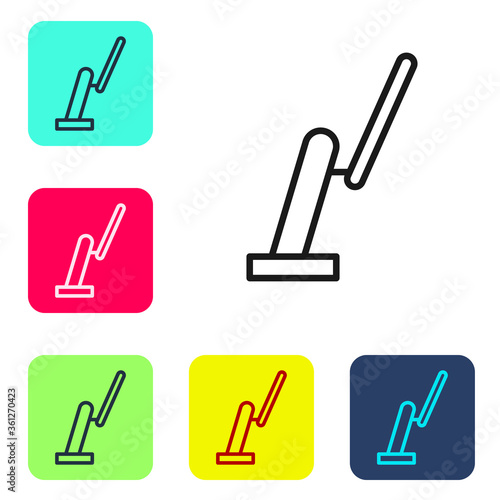 Black line Windscreen wiper icon isolated on white background. Set icons in color square buttons. Vector Illustration.