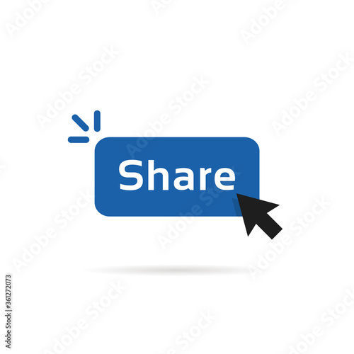 share blue button with cursor arrow