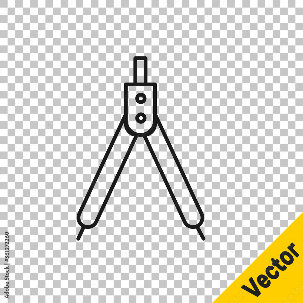Black line Drawing compass icon isolated on transparent background. Compasses sign. Drawing and educational tools. Geometric instrument. Vector Illustration. Black line Drawing compass icon isolated on transparent background. Compasses sign. Drawing and educational tools. Geometric instrument. Vector Illustration.