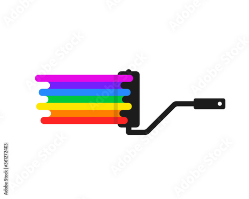 simple paint roller with rainbow color