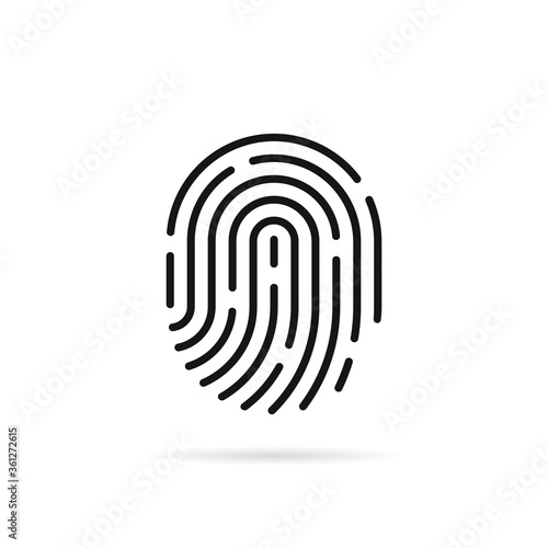 stroke fingerprint icon with shadow
