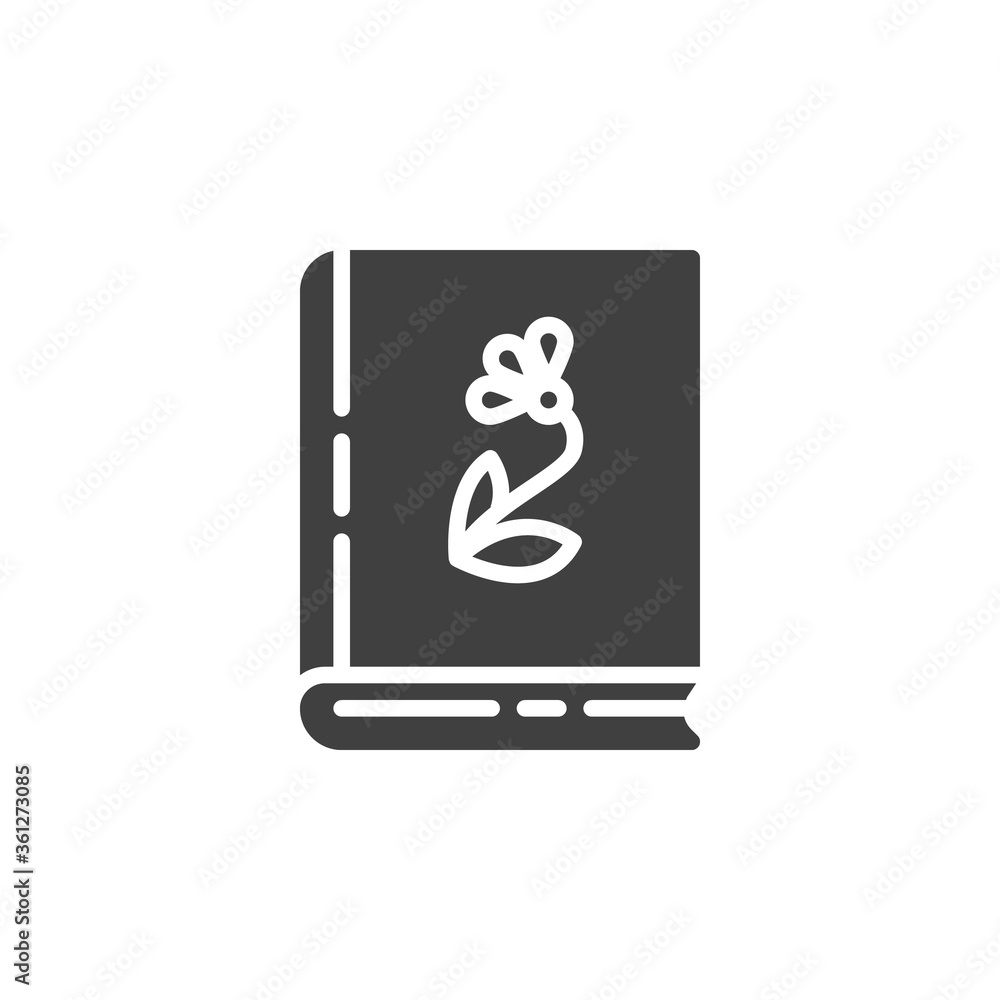 Biology book vector icon. filled flat sign for mobile concept and web design. Book with flower glyph icon. Symbol, logo illustration. Vector graphics Biology book vector icon. filled flat sign for mobile concept and web design. Book with flower glyph icon. Symbol, logo illustration. Vector graphics