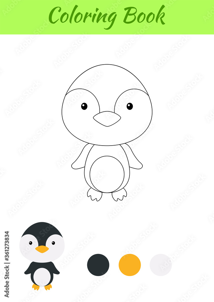 Coloring page happy little baby penguin. Printable coloring book for ...