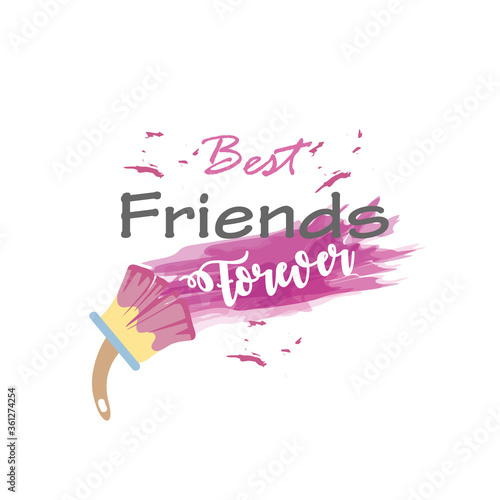 best friends forever with paint brush detailed style icon vector design