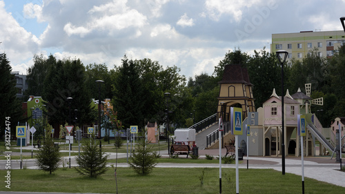View of the children's park in the city