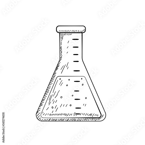 Erlenmeyer flask vector illustration draw in sketch design isolated on white background 
