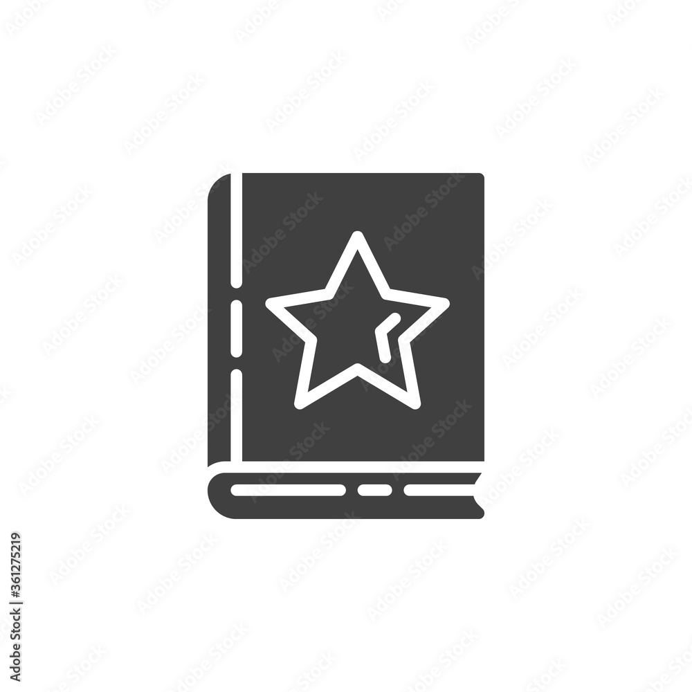Favorite book vector icon. filled flat sign for mobile concept and web design. Book with star glyph icon. Symbol, logo illustration. Vector graphics Favorite book vector icon. filled flat sign for mobile concept and web design. Book with star glyph icon. Symbol, logo illustration. Vector graphics