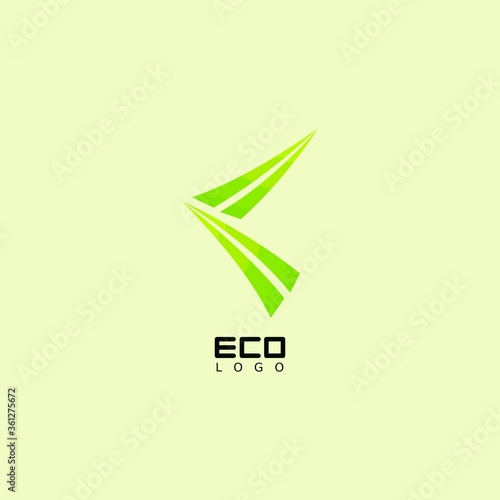 Green eco-friendly logo with leaf patterns for business, natural logo, green abstract logo