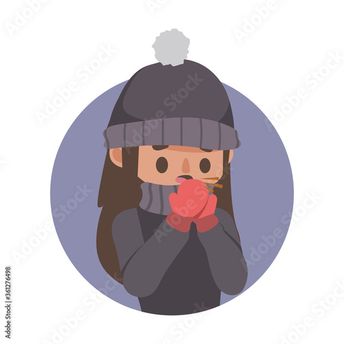 Girl covering her mouth when coughing